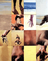Oil painting of woman in sand dunes